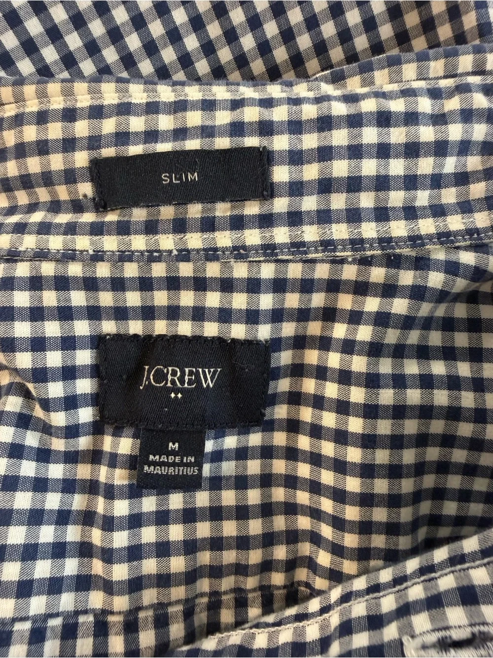 J.Crew Men’s Slim Washed Navy Gingham Shirt M